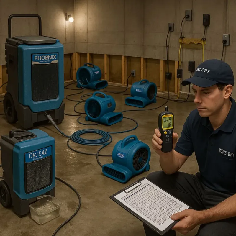 Structural Drying and Dehumidification process in Augusta, WI
